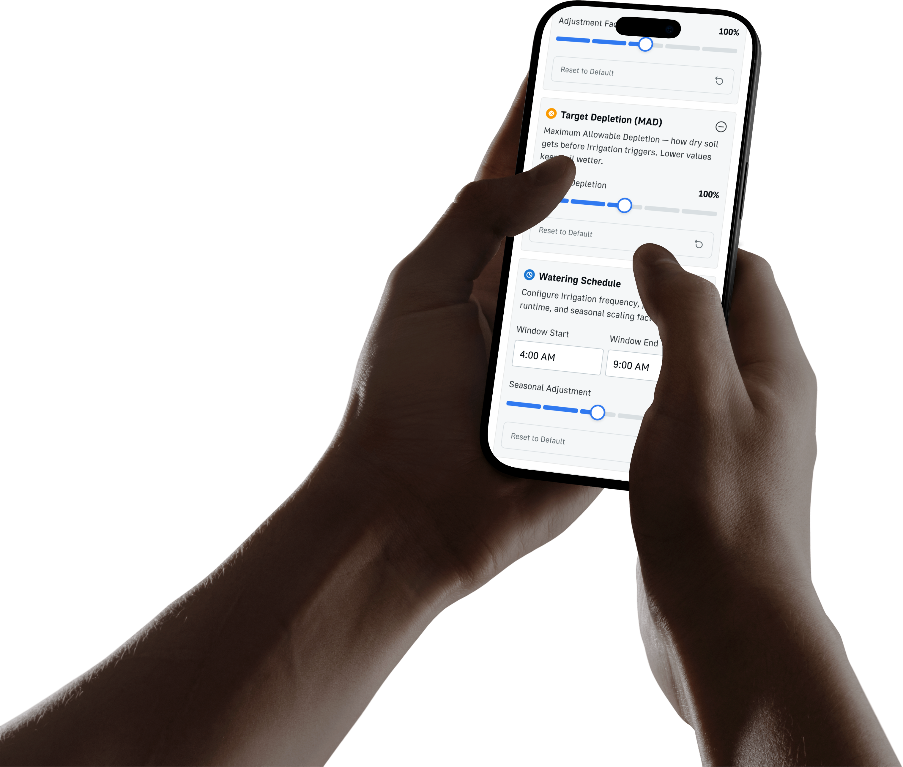 Precision ET sprinkler head type selection screen
