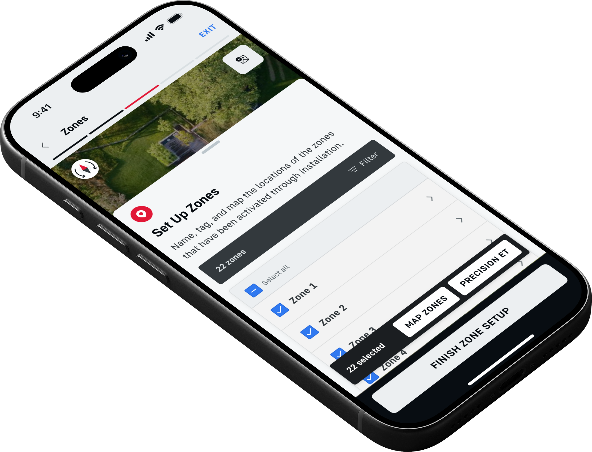 Precision ET slope grade selection screen