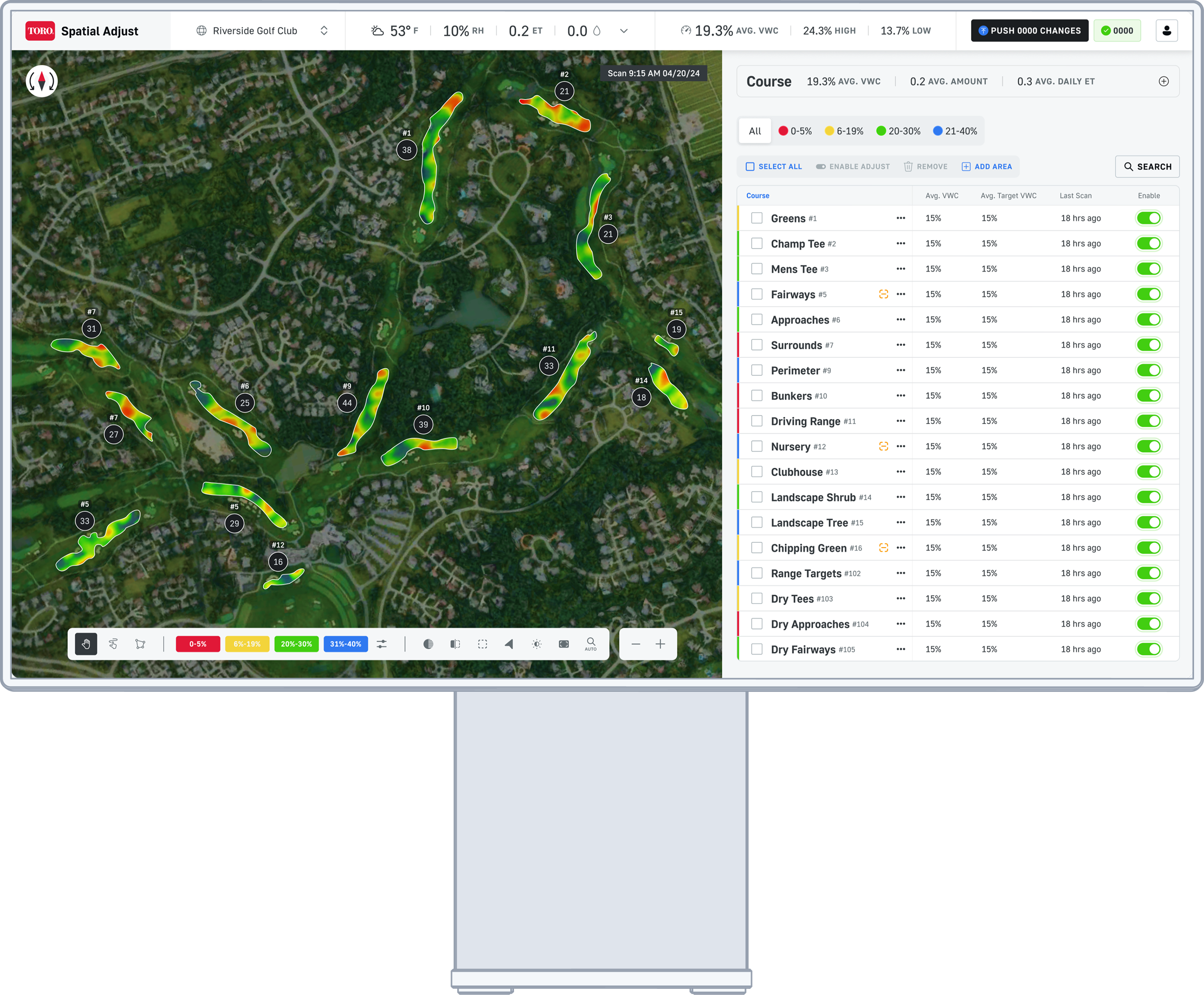 Spatial Adjust web interface showing recommendation context and map review.