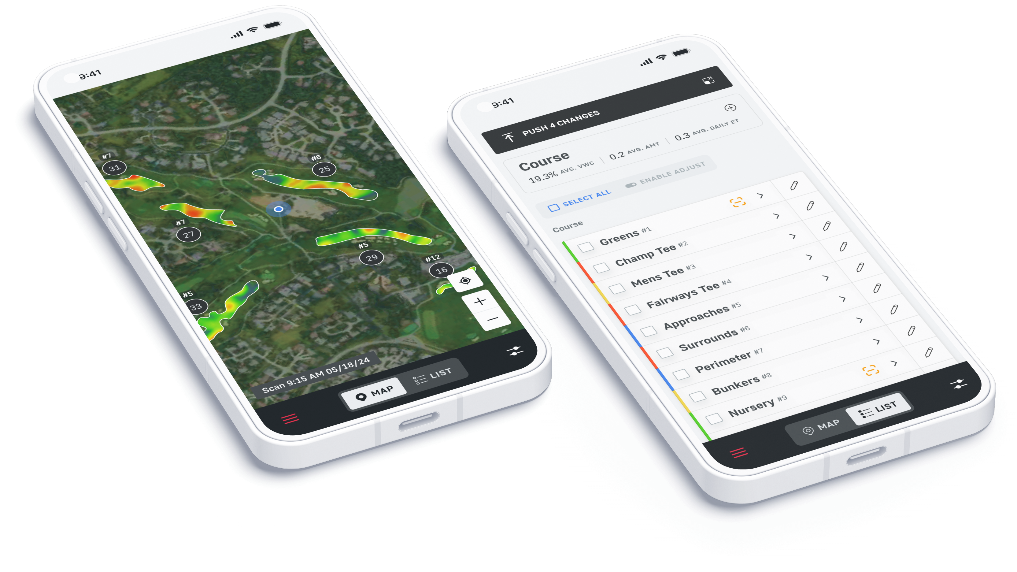 Spatial Adjust mobile flow showing recommendation review and map-linked controls.